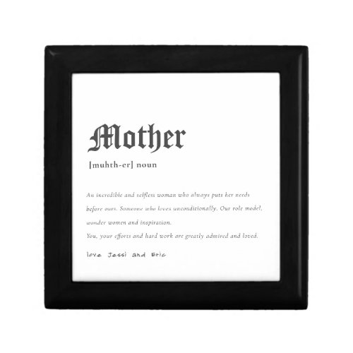 Elegant Mother Dictionary Definition Personalized Gift Box