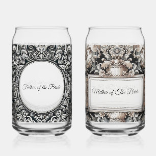 Elegant Mother Father of the Bride Personalized Can Glass