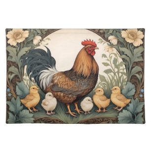 Elegant Mother Hen With Chicks  Cloth Placemat
