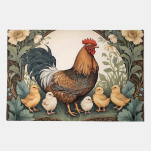 Elegant Mother Hen With Chicks  Doormat