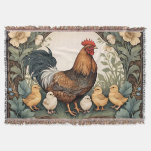 Elegant Mother Hen With Chicks  Throw Blanket