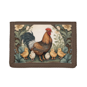 Elegant Mother Hen With Chicks Trifold Wallet