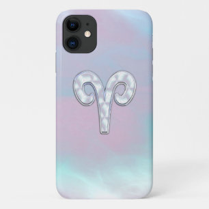 Elegant Mother of Pearl Style Aries Zodiac Symbol iPhone 11 Case