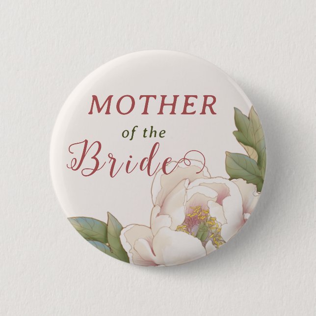 Elegant Mother of the Bride Blush Pink Floral  But Button (Front)