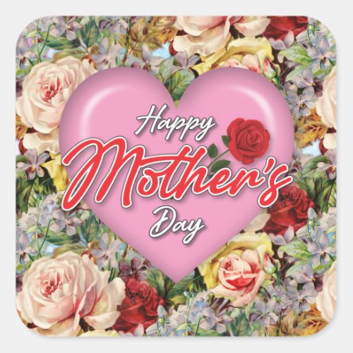 Elegant Mothers Day Design Minimalist Editable Square Sticker