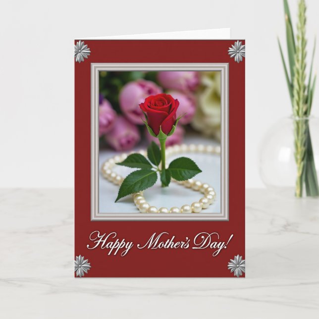 Elegant Mothers Day Beads Card (Front)