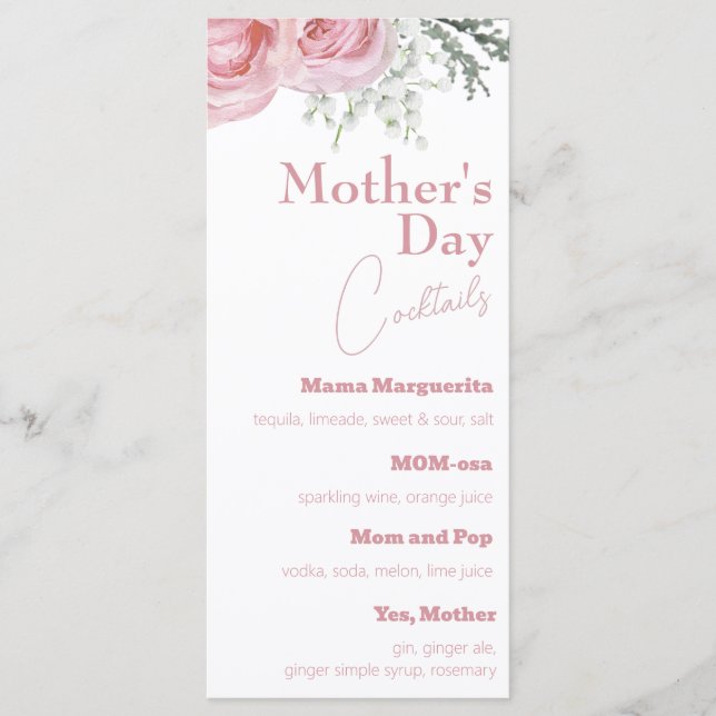 Elegant Mother's Day Cocktails Menu (Front)