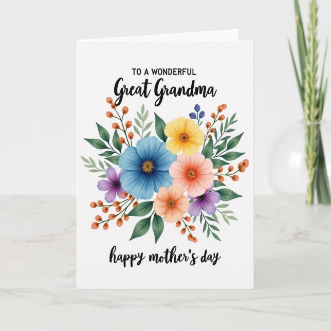 Elegant Mothers Day Floral Art Card (Front)