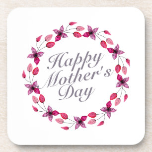 Elegant Mother's Day Floral Wreath   Coaster