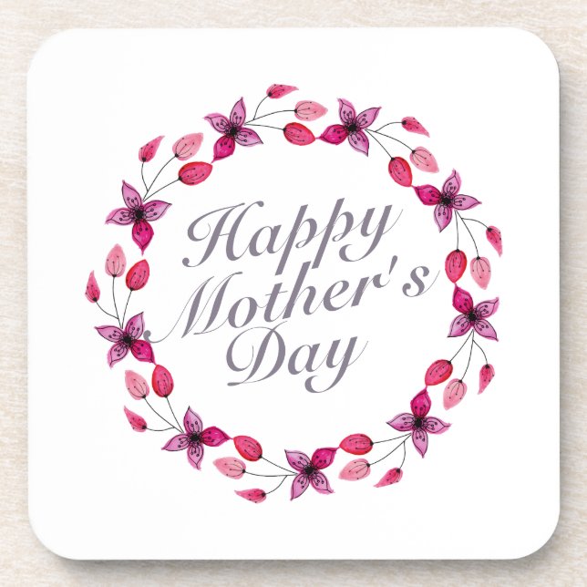 Elegant Mother's Day Floral Wreath | Coaster (Front)