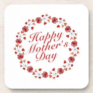 Elegant Mother's Day Floral Wreath   Coaster