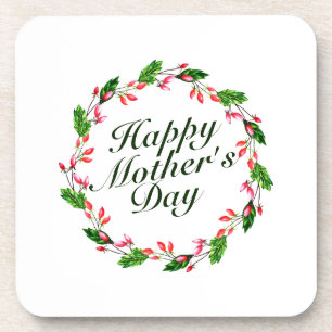 Elegant Mother's Day Floral Wreath   Coaster