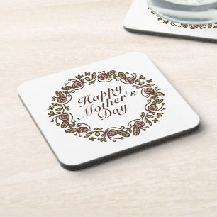 Elegant Mother's Day Floral Wreath   Coaster