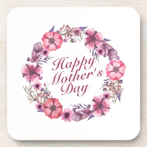 Elegant Mothers Day Floral Wreath Coaster