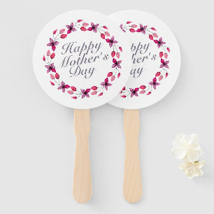 Elegant Mother's Day Floral Wreath Hand Fan