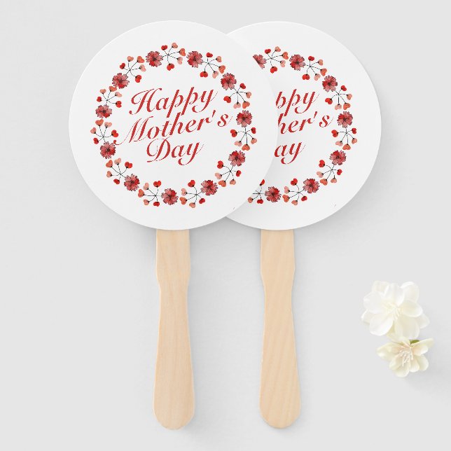 Elegant Mother's Day Floral Wreath | Hand Fan (Front and Back)