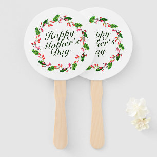 Elegant Mother's Day Floral Wreath Hand Fan
