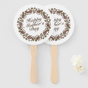 Elegant Mother's Day Floral Wreath Hand Fan