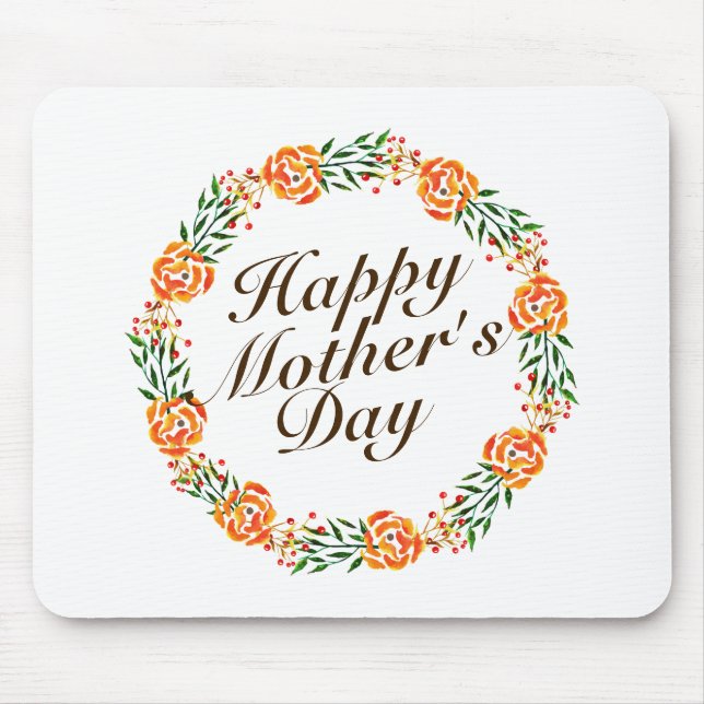 Elegant Mother's Day Floral Wreath | Mousepad (Front)