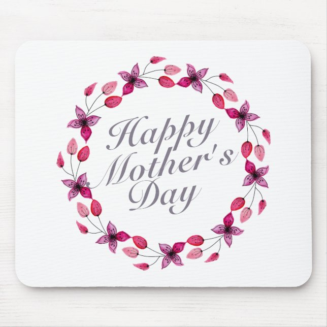 Elegant Mother's Day Floral Wreath | Mousepad (Front)