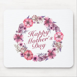 Elegant Mother's Day Floral Wreath Mousepad
