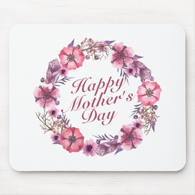 Elegant Mother's Day Floral Wreath Mousepad (Front)