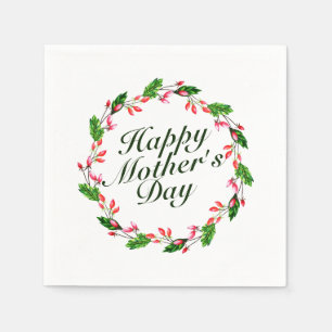 Elegant Mother's Day Floral Wreath Napkin