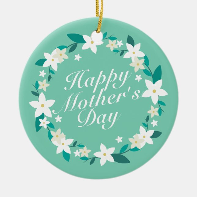 Elegant Mother's Day Floral Wreath | Ornament (Front)