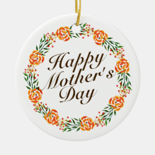 Elegant Mother's Day Floral Wreath   Ornament