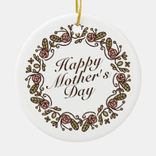 Elegant Mother's Day Floral Wreath   Ornament
