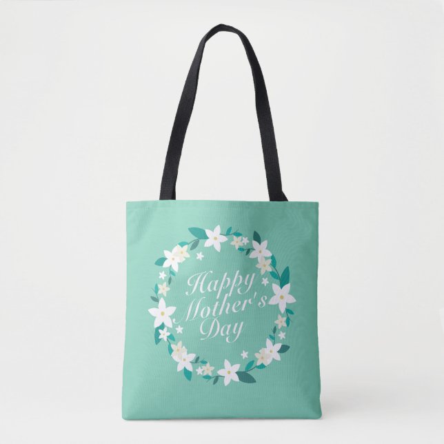 Elegant Mother's Day Floral Wreath | Tote Bag (Front)