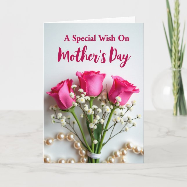Elegant Mothers Day Pearls Card (Front)
