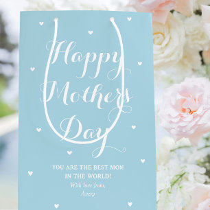 Elegant Mother's Day Personalized Name Blue Medium Gift Bag