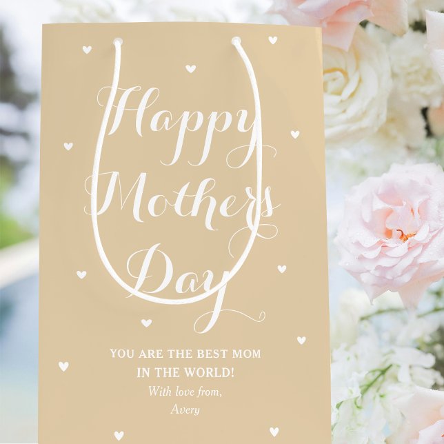 Elegant Mother's Day Personalized Name Pale Gold Medium Gift Bag (Creator Uploaded)
