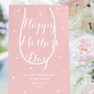 Elegant Mother's Day Personalized Name Pink Medium Gift Bag