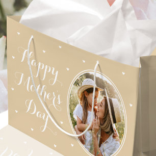 Elegant Mother's Day Personalized Photo Gold Large Gift Bag
