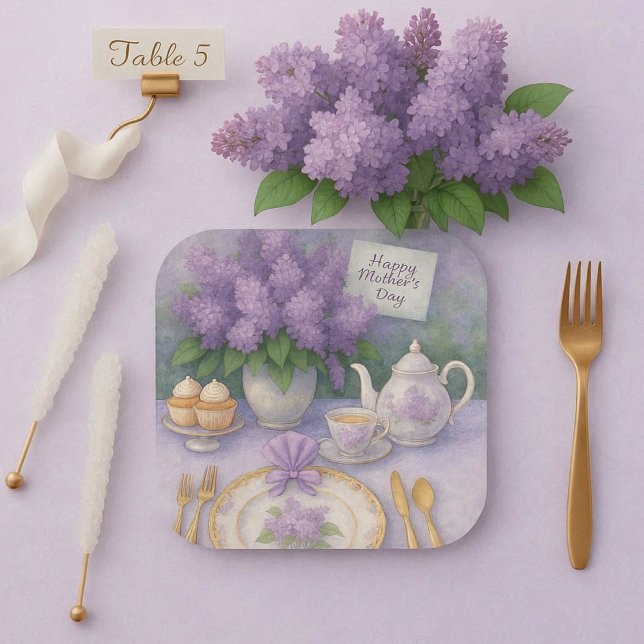 Elegant Mother's Day Purple Lilacs Flowers  Paper Plates (Creator Uploaded)