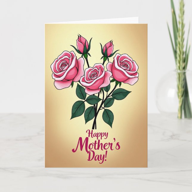 Elegant Mothers Day Roses Card (Front)