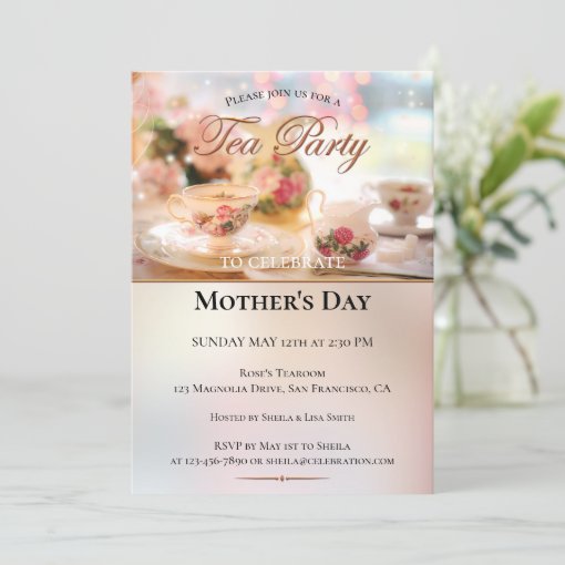 Elegant Mothers Day Tea Party Invitation Zazzle