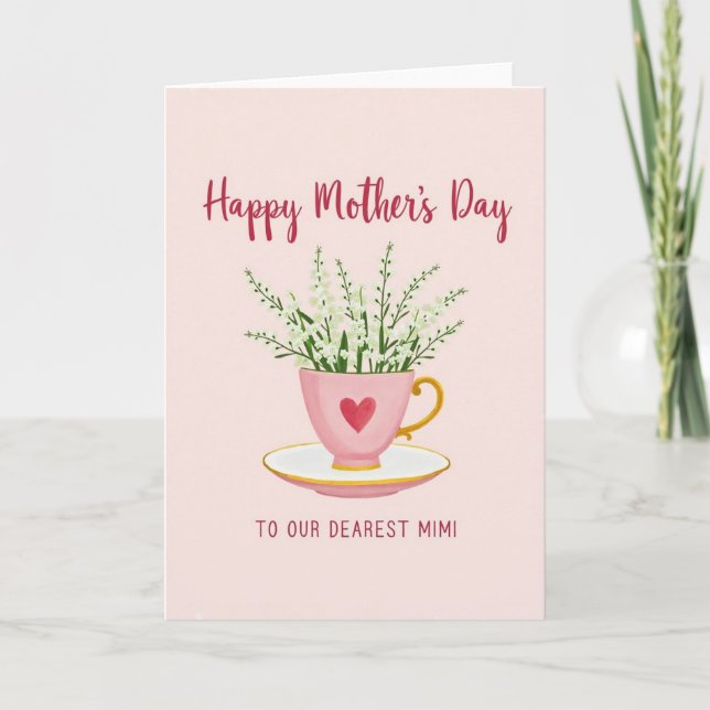 Elegant Mothers Day Teacup Card (Front)