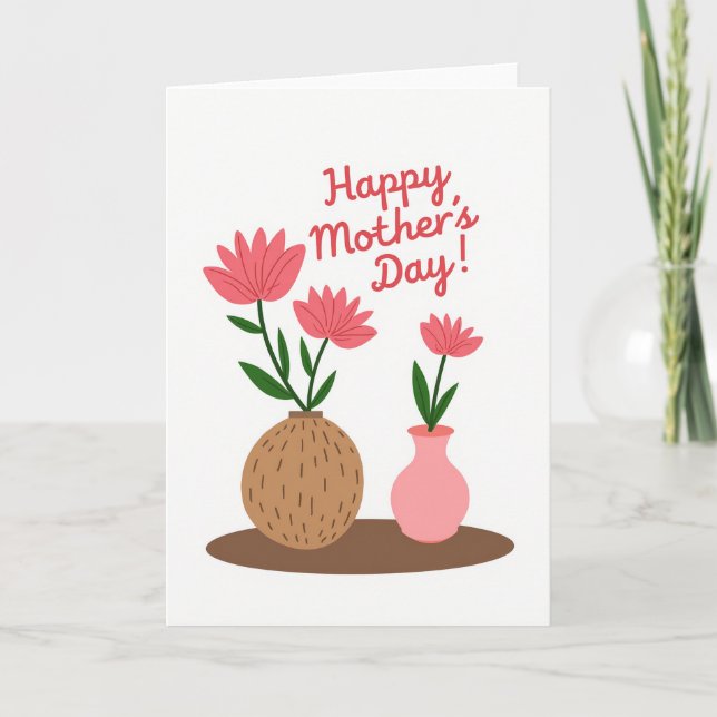 Elegant Mothers Day Vase Card (Front)
