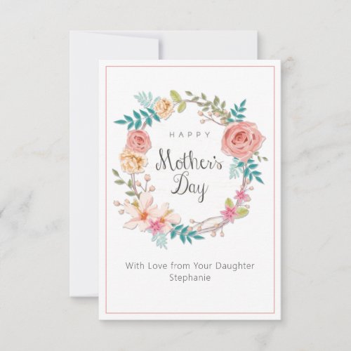 Elegant Mothers Day Watercolor Floral Card