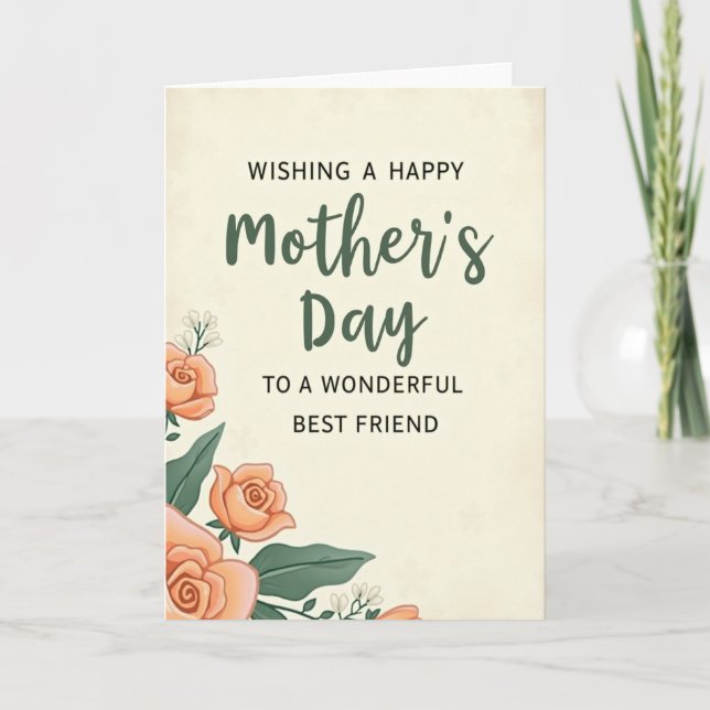 Elegant Mothers Day Wish Friend Card (Front)