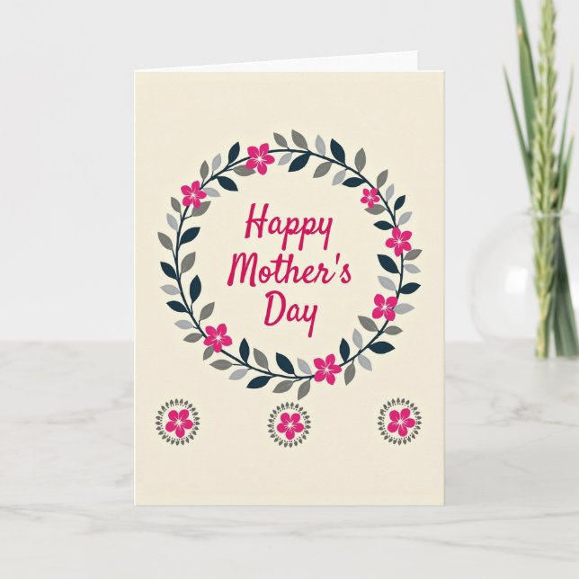 Elegant Mothers Day Wreath Card (Front)
