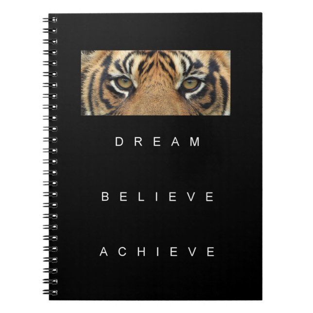 Elegant Motivational Inspirational Quote Tiger Top Notebook (Front)