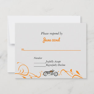 Elegant Motorcycle and Swirls Wedding RSVP Card