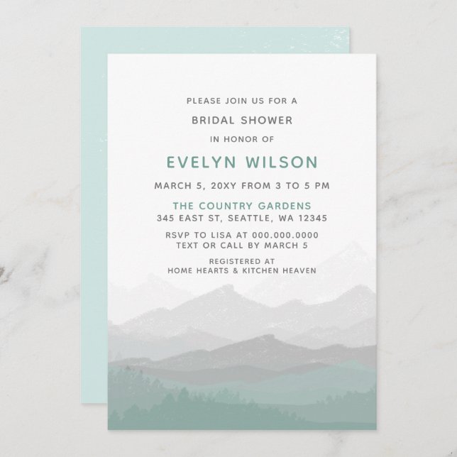 elegant mountain Bridal Shower Invitation (Front/Back)