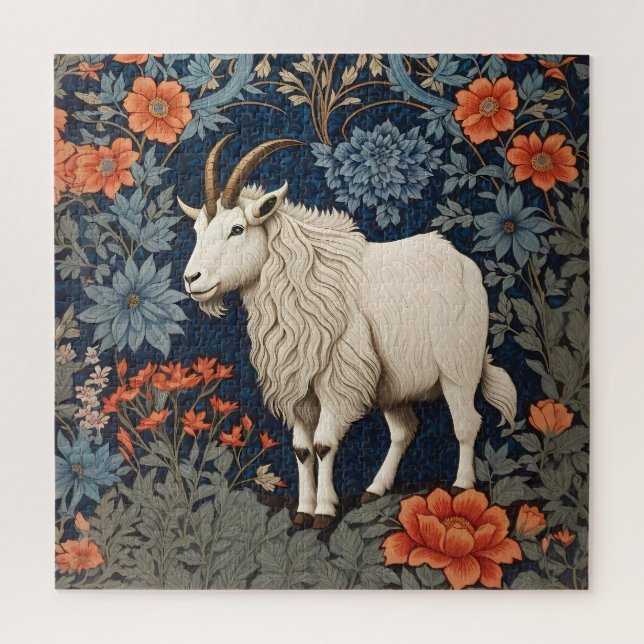 Elegant Mountain Goat William Morris Inspired  Jigsaw Puzzle (Vertical)