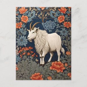 Elegant Mountain Goat William Morris Inspired  Postcard