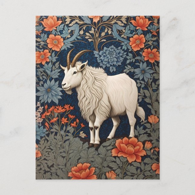 Elegant Mountain Goat William Morris Inspired  Postcard (Front)